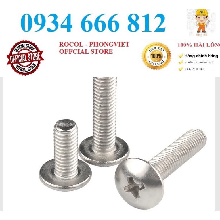 Combo 50c vít pake đầu dù thân bulong INOX 304 M6, M6X20, M6X25