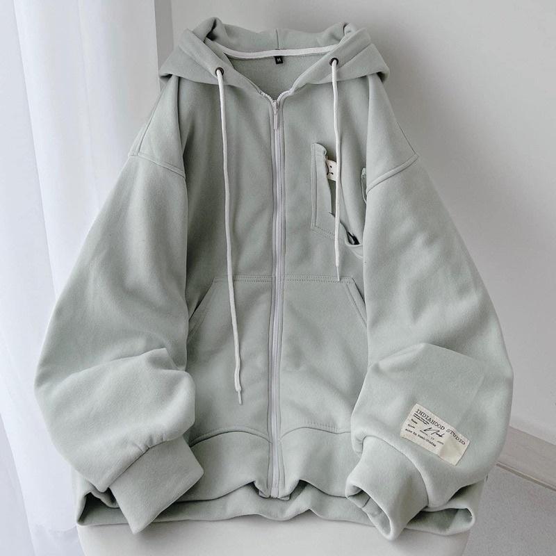 Áo Khoác Hoodie Unisex Zip Nỉ Bông ICON SAD :( màu MINT Nam nữ unisex/Áo hoodie dây kéo có mũ form rộng Jaystoree