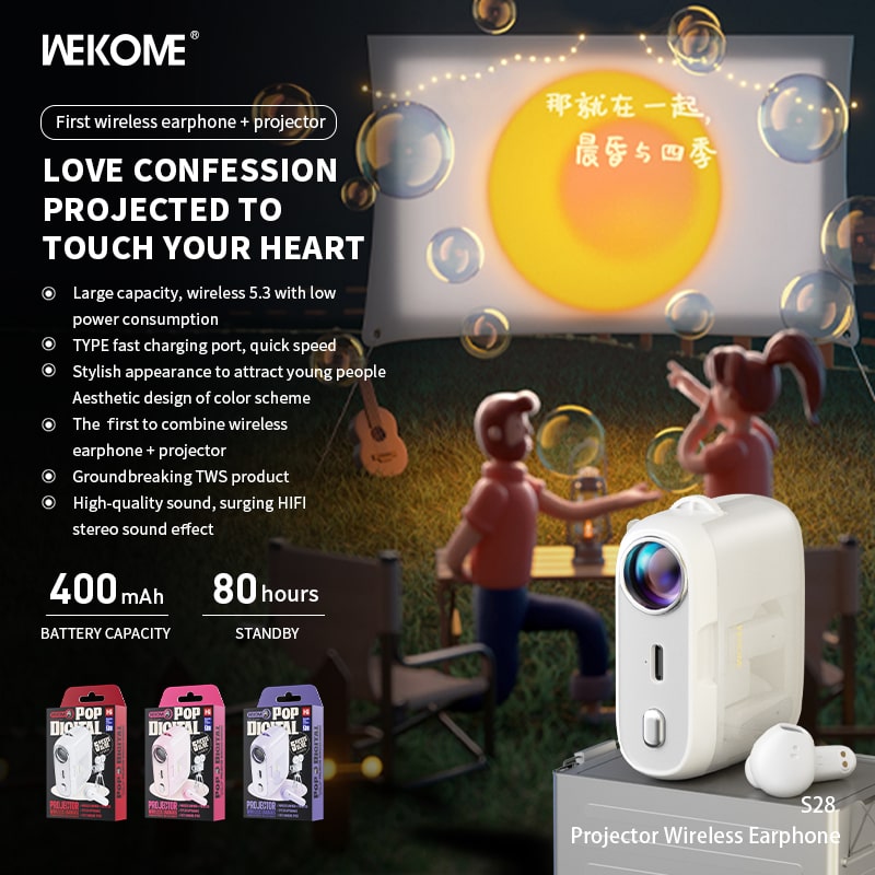Tai Nghe Bluetooth Wekome S28 Projector Wireless Earphone (Hàng chính hãng)