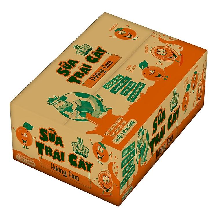 Kun sữa trái cây hương cam thùng 48 hộp x 110ml