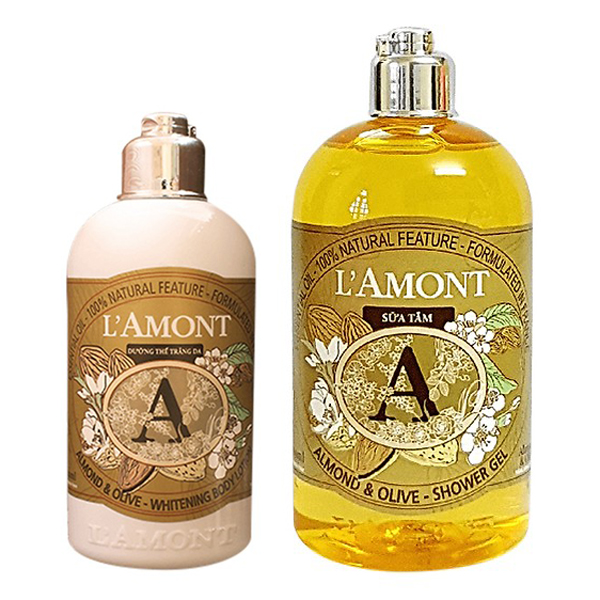 Combo Sữa Tắm L'AMONT Almond & Olive Shower Gel (500ml) Và Sữa Dưỡng Thể L'AMONT Almond & Olive Body Lotion (250ml)