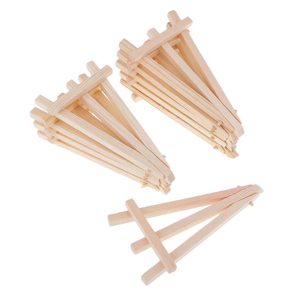 50x Wooden Tripod Easel Display Painting Table Number Stand Card 15.5x7.5cm