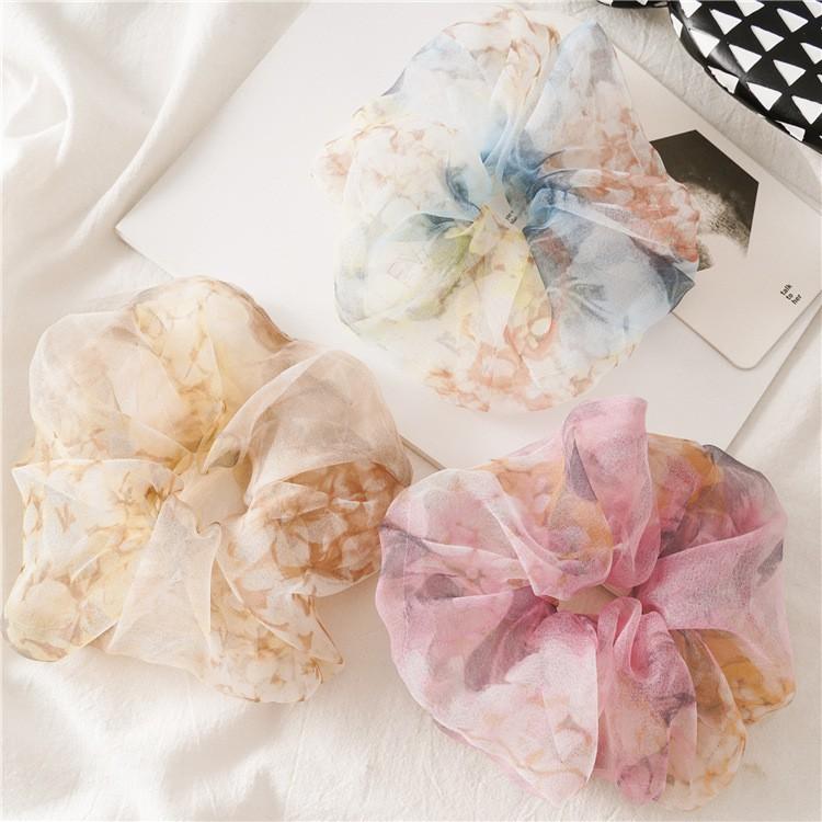 Dây Cột Tóc Scrunchies Màu Loang Tiểu Thư HOT TREND Bản To Vải VOAN - DT013