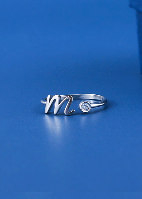 Nhẫn chữ m vàng trắng đính đá CZ JR1013 Jyme Jewelry