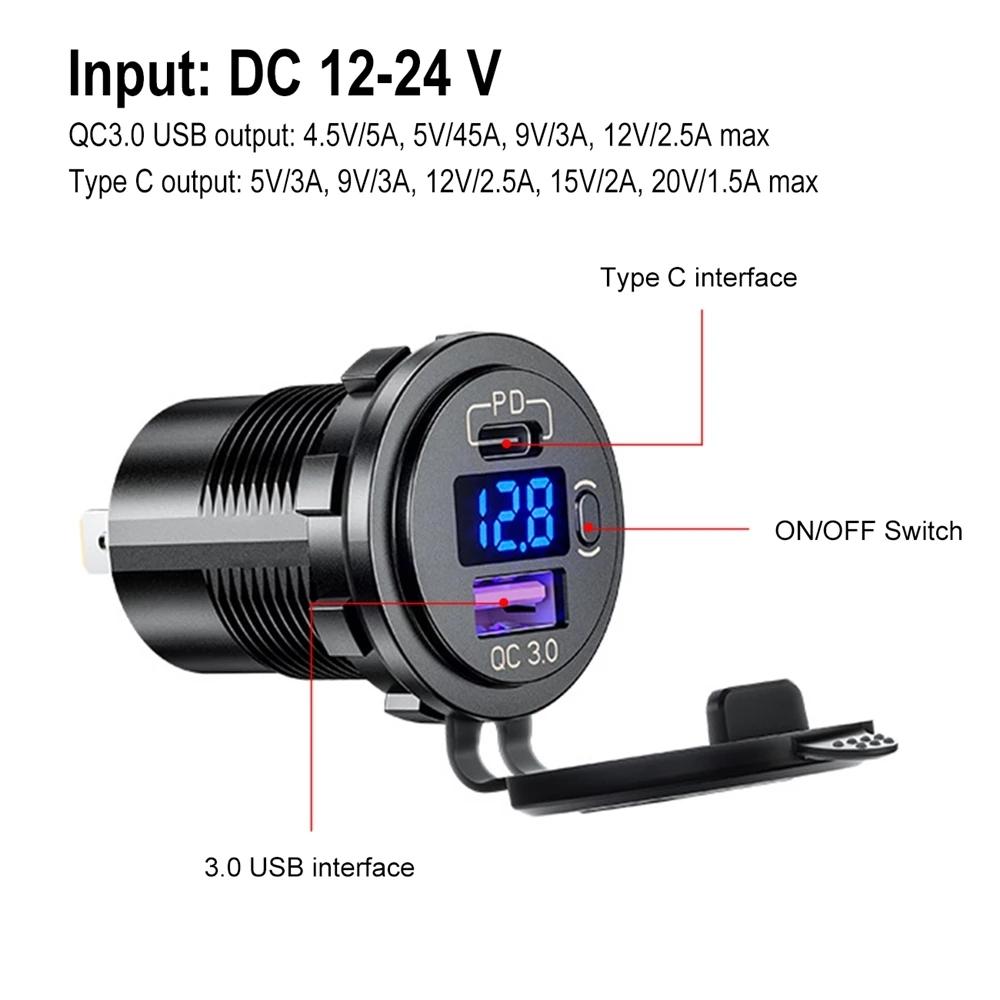 PD loại C USB xe công tắc bộ sạc