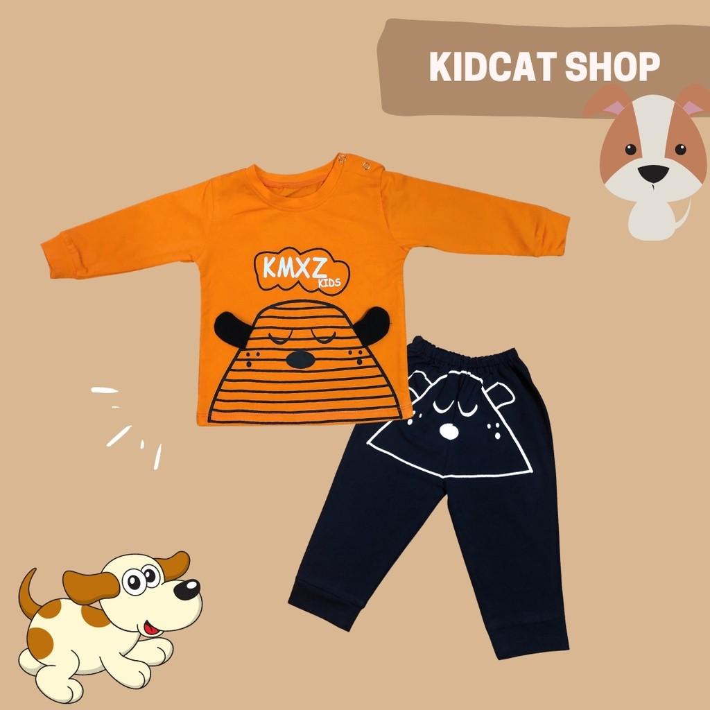 Bộ sơ sinh dài tay bé trai hình cún ngộ nghĩnh Cotton 100% S070 KidCat Shop Quần áo trẻ em Made in Việt Nam