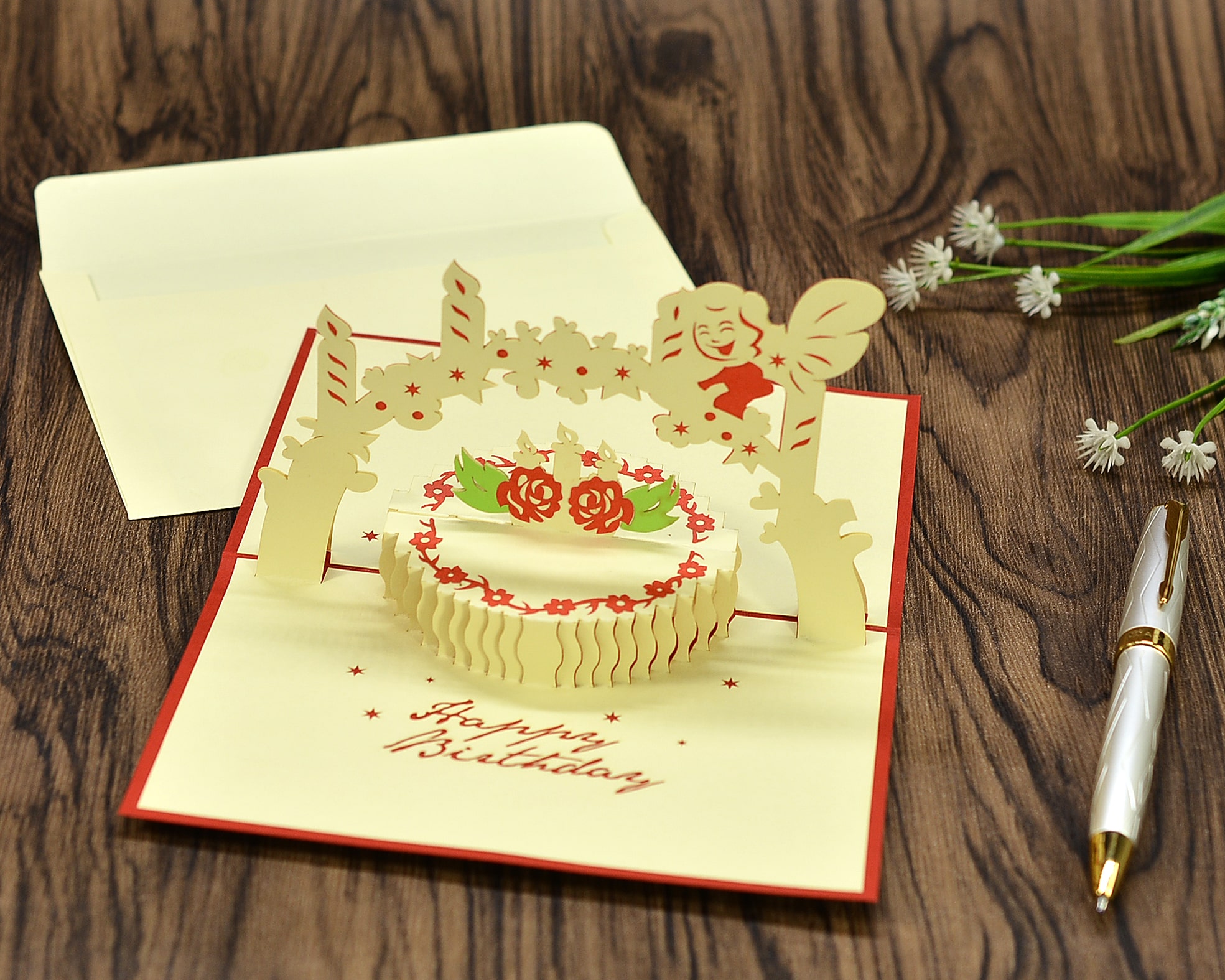 Thiệp nổi 3D Chúc mừng sinh nhật Happy birthday 3D pop-up card size 10x15cm BD042