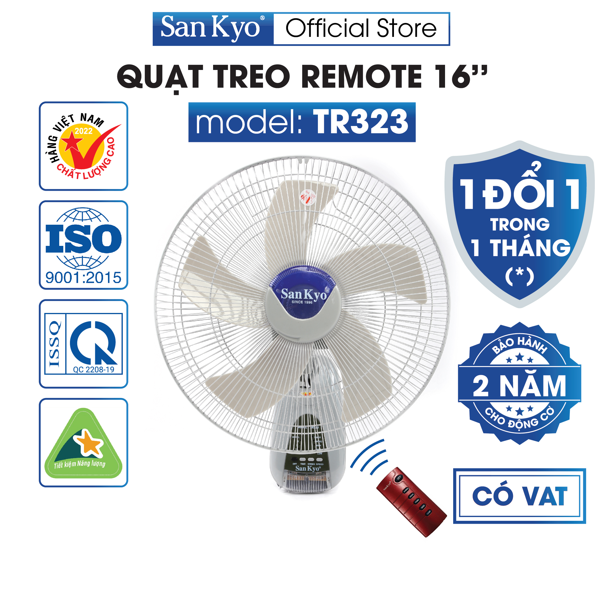 Quạt Treo SanKyo TR323 Cao Cấp (Có Remote) - Hàng chính hãng