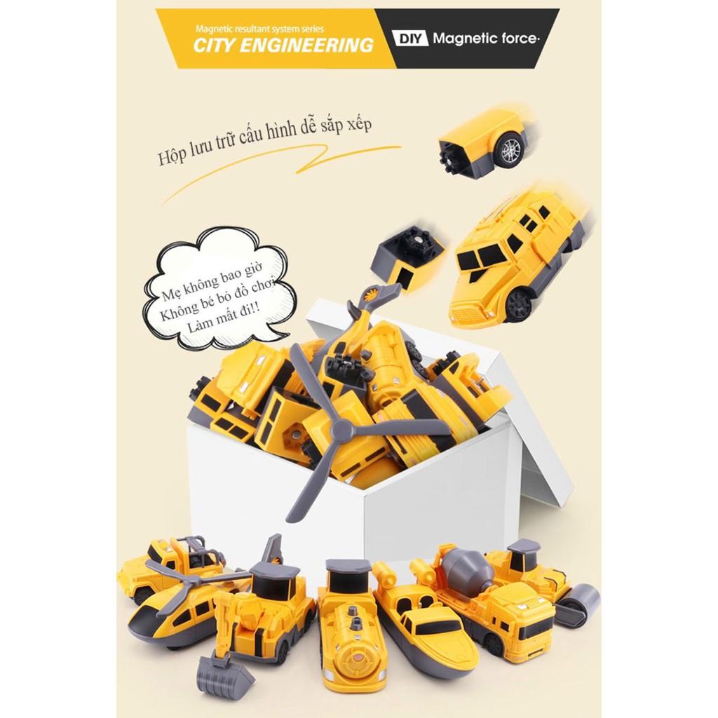 Đồ chơi 7 ô tô ghép City Engineering Magnetic - 7-car toy