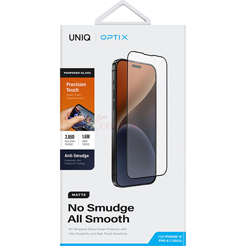 Dán màn hình Full viền chống bụi tĩnh điện Uniq Optix Matte dành cho iP 15 Pro Max UNIQ-IP6.7P(2023) - Hàng chính hãng