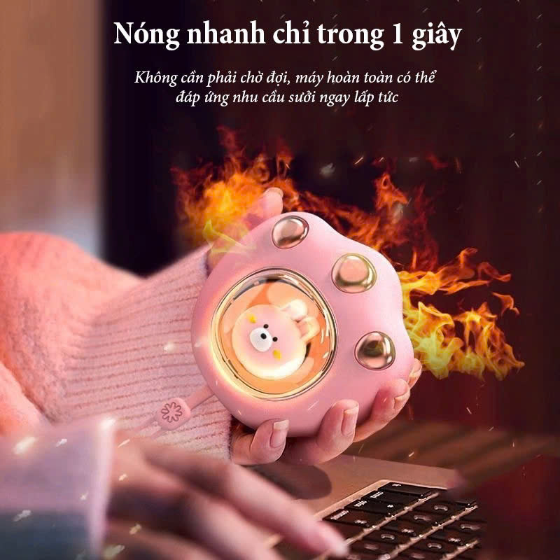 Máy Sưởi Ấm Mini Cầm Tay Kết Hợp Sạc Hiển Thị Đèn LED Văn Phòng Du Lịch Dã Ngoại Phượt - Hàng Nhập Khẩu