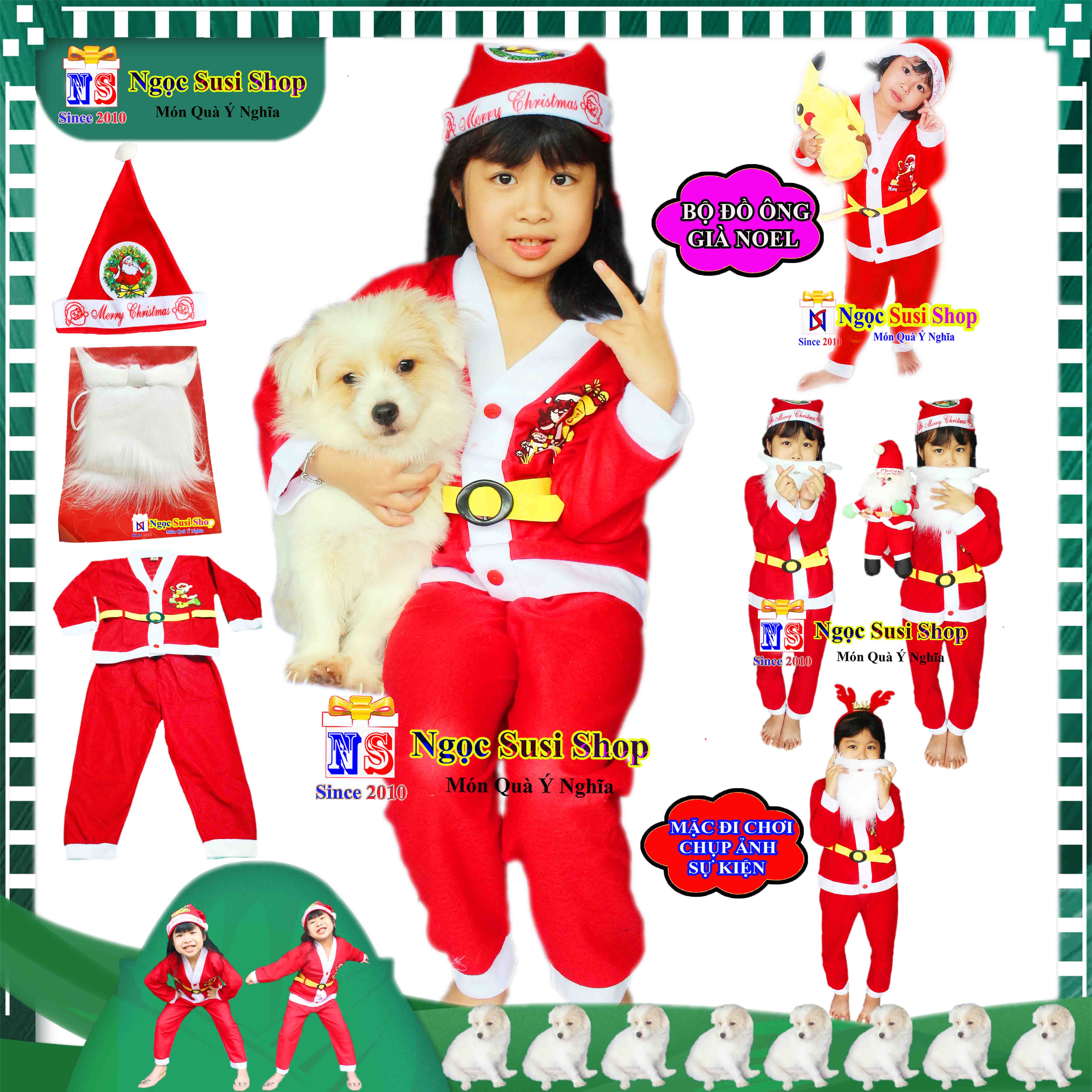 BỘ ĐỒ NOEL CHO BÉ QUẦN ÁO ÔNG GIÀ NOEL CHẤT VẢI NỈ TỪ 1 - 10 TUỔI - TRANG PHỤC NOEL GIÁNG SINH