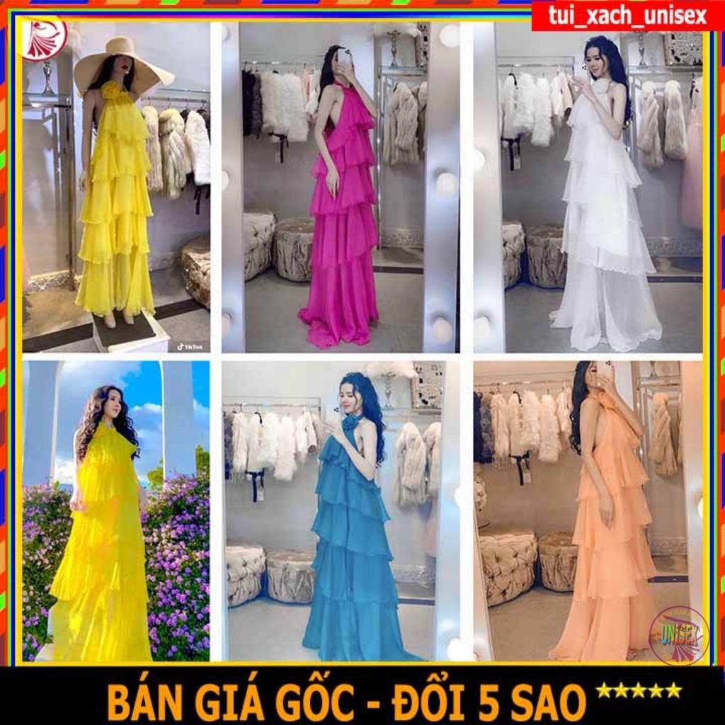 ️ CHẤT BAO ĐẸP ️ ĐẦM MAXI 5 TẦNG CỔ CỘT NƠ YẾM KẾT HOA - VÁY VOAN LỤA DỰ TIỆT ĐI BIỂN