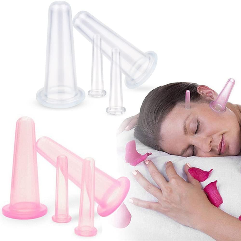 Cupping silicone, 8 miếng silicone cốc cốc mặt thủy tinh mặt đặt cốc massage cốc để  bằng thuốc chống lão hóa đối mặt với liệu pháp làm đẹp massage
