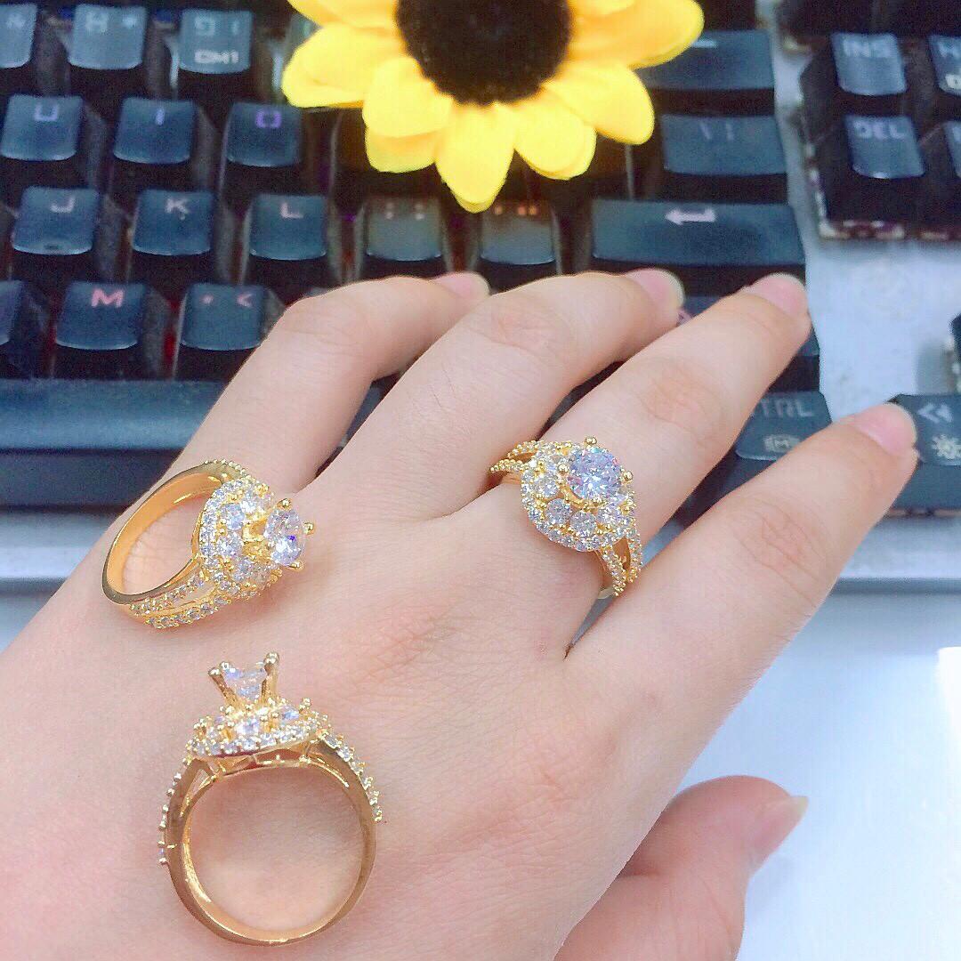 Nhẫn nữ đính xoàn mạ vàng 18k mã EKH100