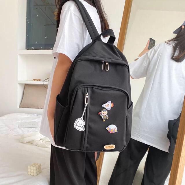 Balo Uzllang Hàn Quốc Chống Nước Trơn Huy Hiệu Phi Hành Gia