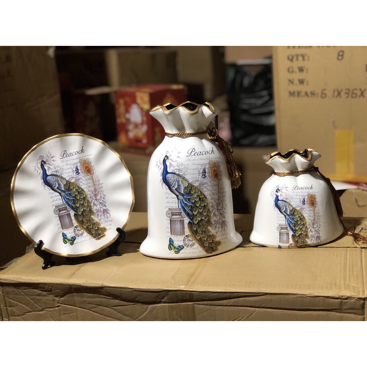 Set 3 bình hoa gốm sứ decor cao cấp