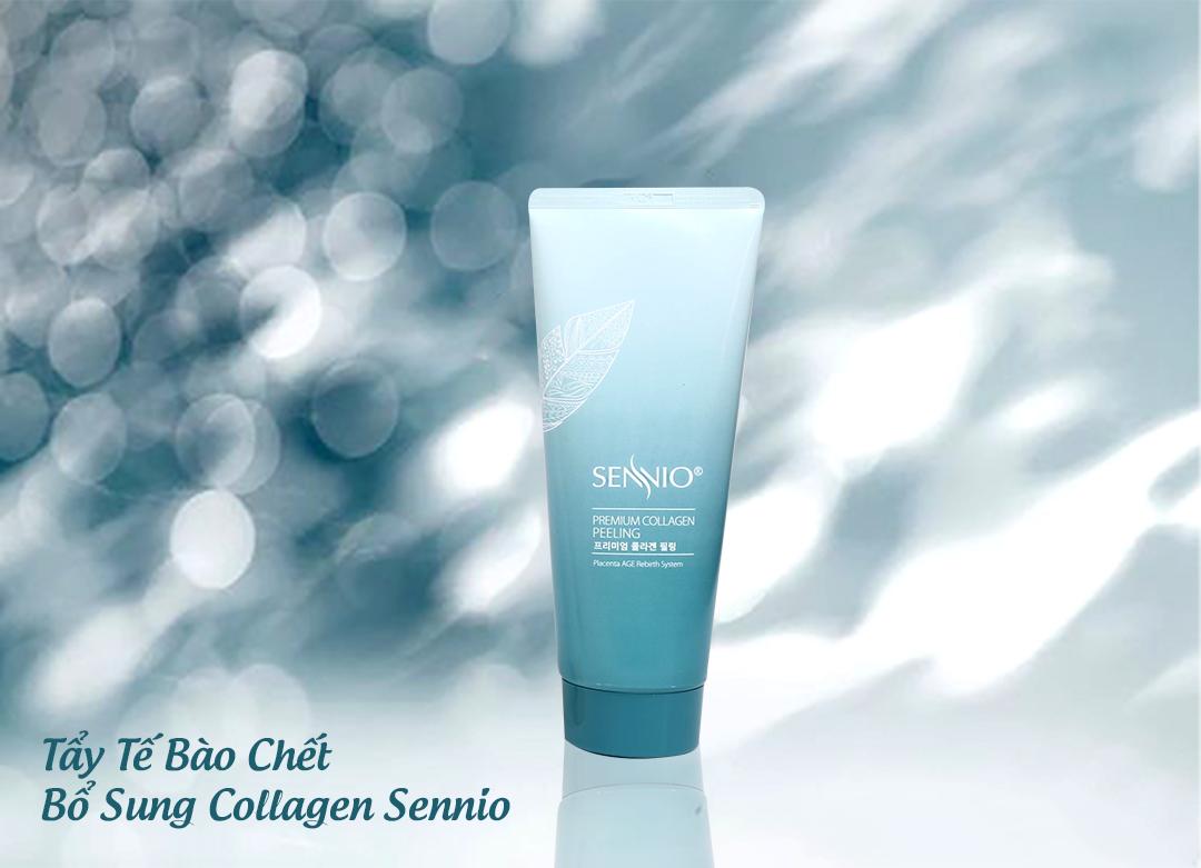 Gel tẩy tế bào chết mặt bổ sung Collagen Sennio Premium Collagen Peeling sạch sâu phù hợp cho da dầu mụn 180ml SNO 806