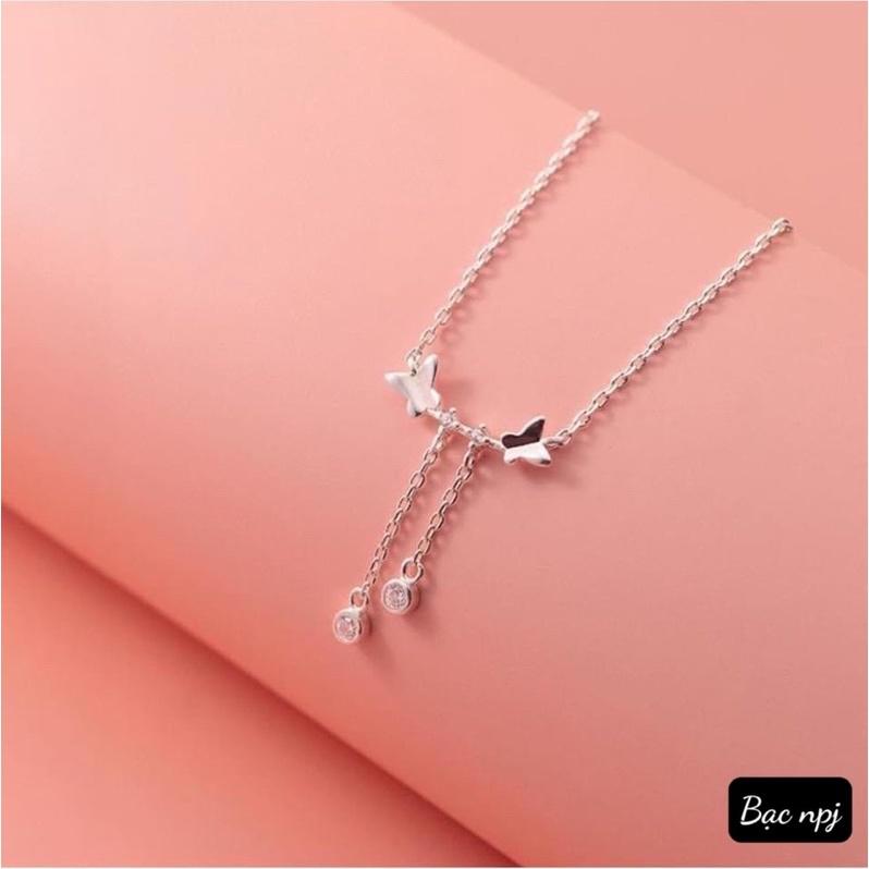 Dây chuyền hình Bướm đôi ️XINH XẮN ️, Vòng cổ nữ liền mặt, Bạc Ta- Bạc Npj