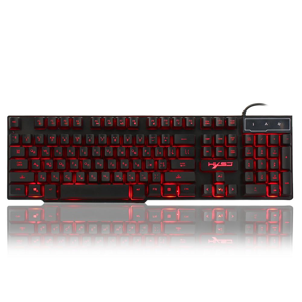 Russian English Gaming Keyboard USB 3 Backlight Modes Floating Keycaps LED Backlit Teclado Gamer 19 Keys Conflict-free