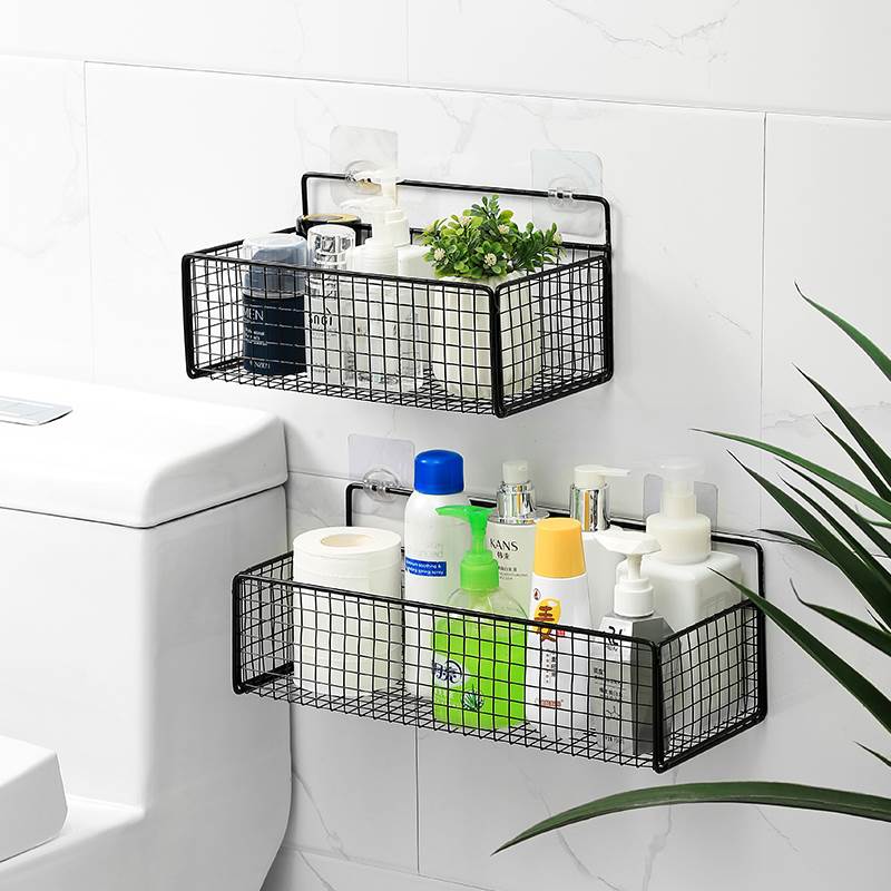 Kệ Đựng Đồ Nhà Tắm Dán Tường Hình Chữ Nhật, Kệ Thép Sơn Tĩnh Điện Đựng Đồ Đa Năng