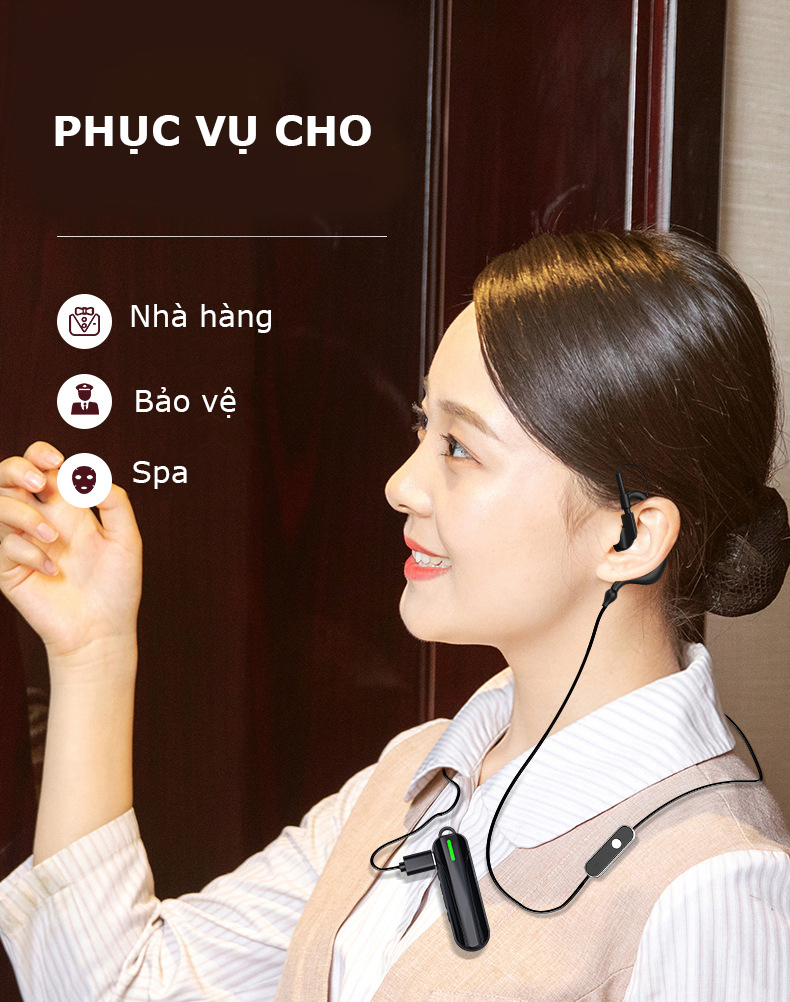 Bộ đàm mini đeo tai nhỏ gọn Scopper S dùng trong nhà hàng, spa, khách sạn. Mẫu mới 2023