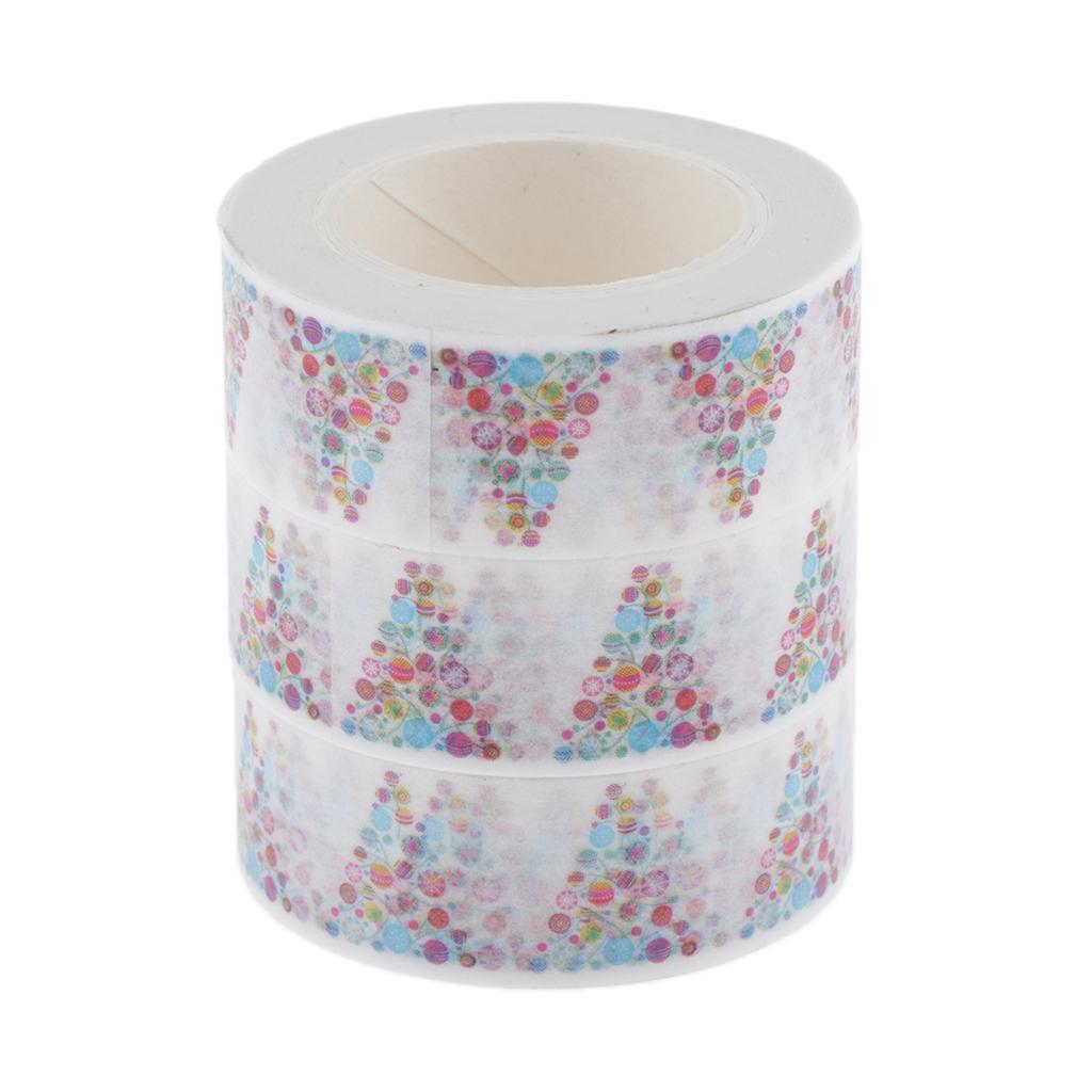 3 Rolls 15mm Xmas Washi Tape Set, Cartoon Washi Masking Decorative Tapes for DIY Decor Planners Scrapbooking Adhesive Sticker Tapers/Party Supplies