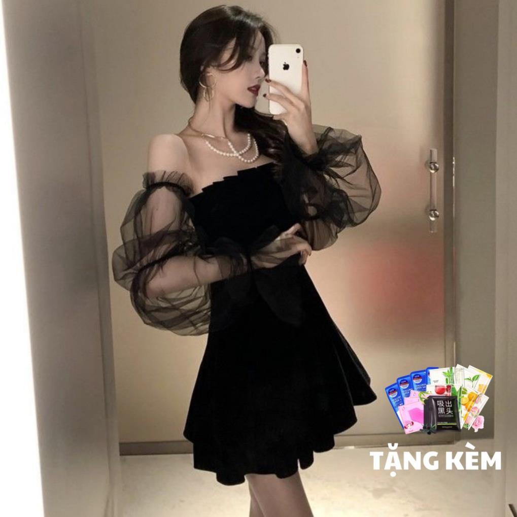 Đầm Nữ, Váy Nữ, Tay Phồng Dáng Xòe Hở Vai Quyến Rũ Phong Cách Hàn Quốc SIXTEEN. ! *