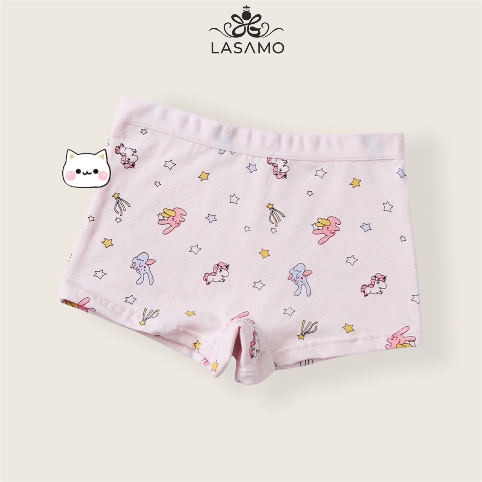 Quần chip bé gái, quần lót cho bé gái cotton cao cấp họa tiết Little Rabbit dễ thương hãng LASAMO mã QLB023