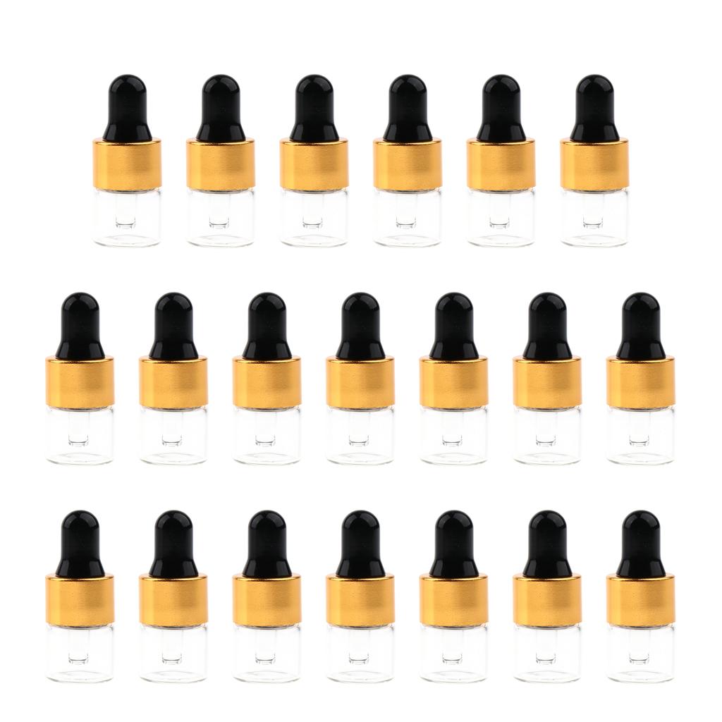 20 Set Glass 1ml 2ml 3ml Essential Oils Refillable Empty Bottles with Dropper Pipette for Perfume Aromatherapy
