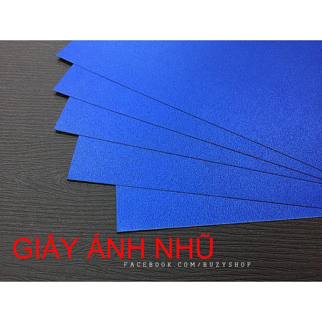 (Xấp 5Tờ) Giấy Ánh Nhũ, Bìa Màu, Giấy Làm Thiệp, Scrapbook (A4) (Xanh dương)