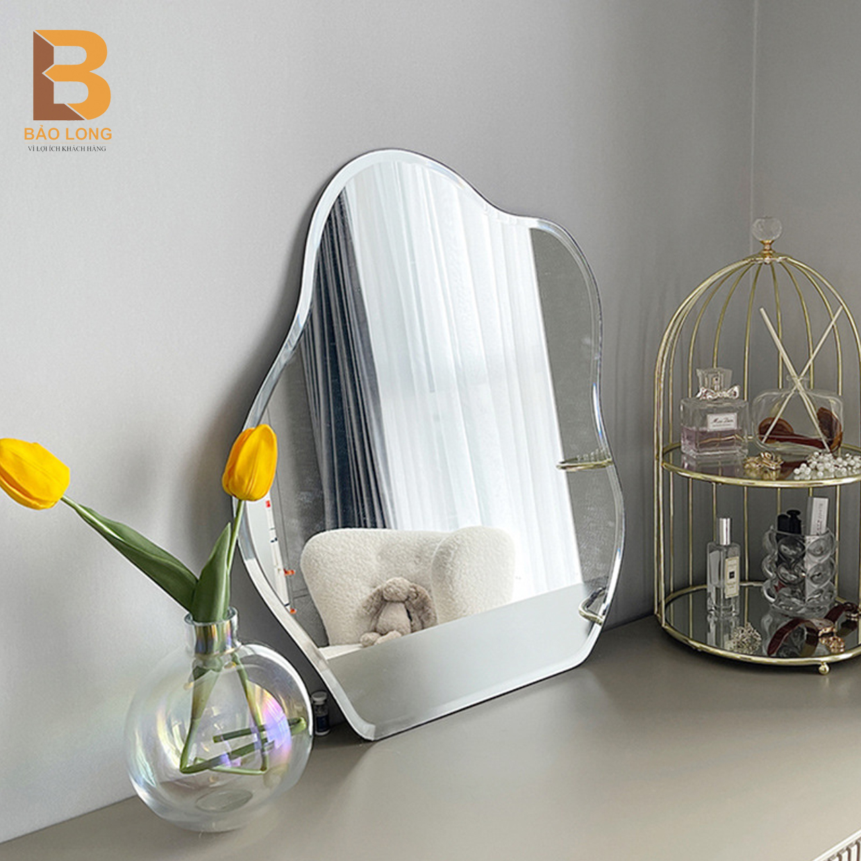 Gương đèn led bàn trang điểm thiết kế mới lạ, gương Decor phòng/ Giá tại xưởng