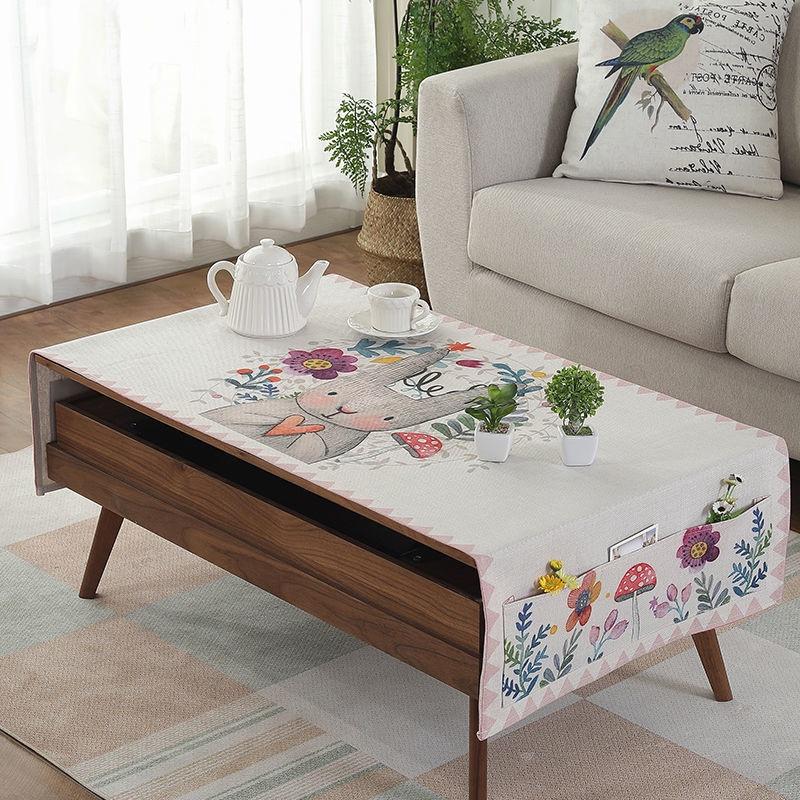 Khăn Trải Bàn Hình Chữ Nhật Bằng Vải Cotton Lanh Chống Thấm Nước Kèm Hộp Đựng Tiện Dụng