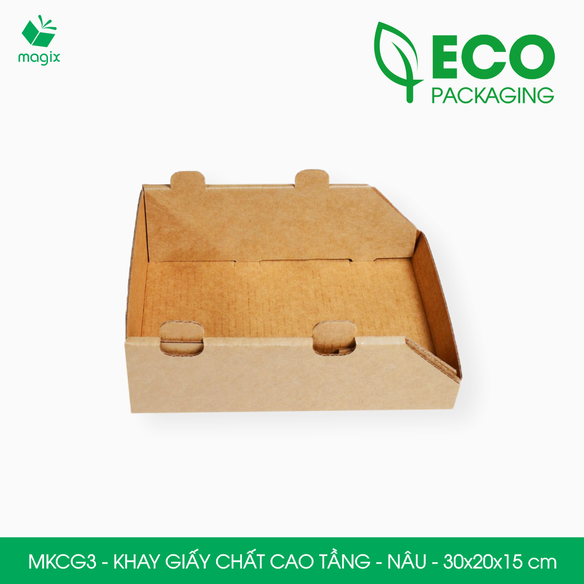 MKCG3 - 30x20x15 cm - 50 Khay giấy chất cao tầng bằng giấy carton siêu cứng, kệ giấy đựng đồ văn phòng, khay đựng dụng cụ, khay linh kiện, kệ phân loại dụng cụ