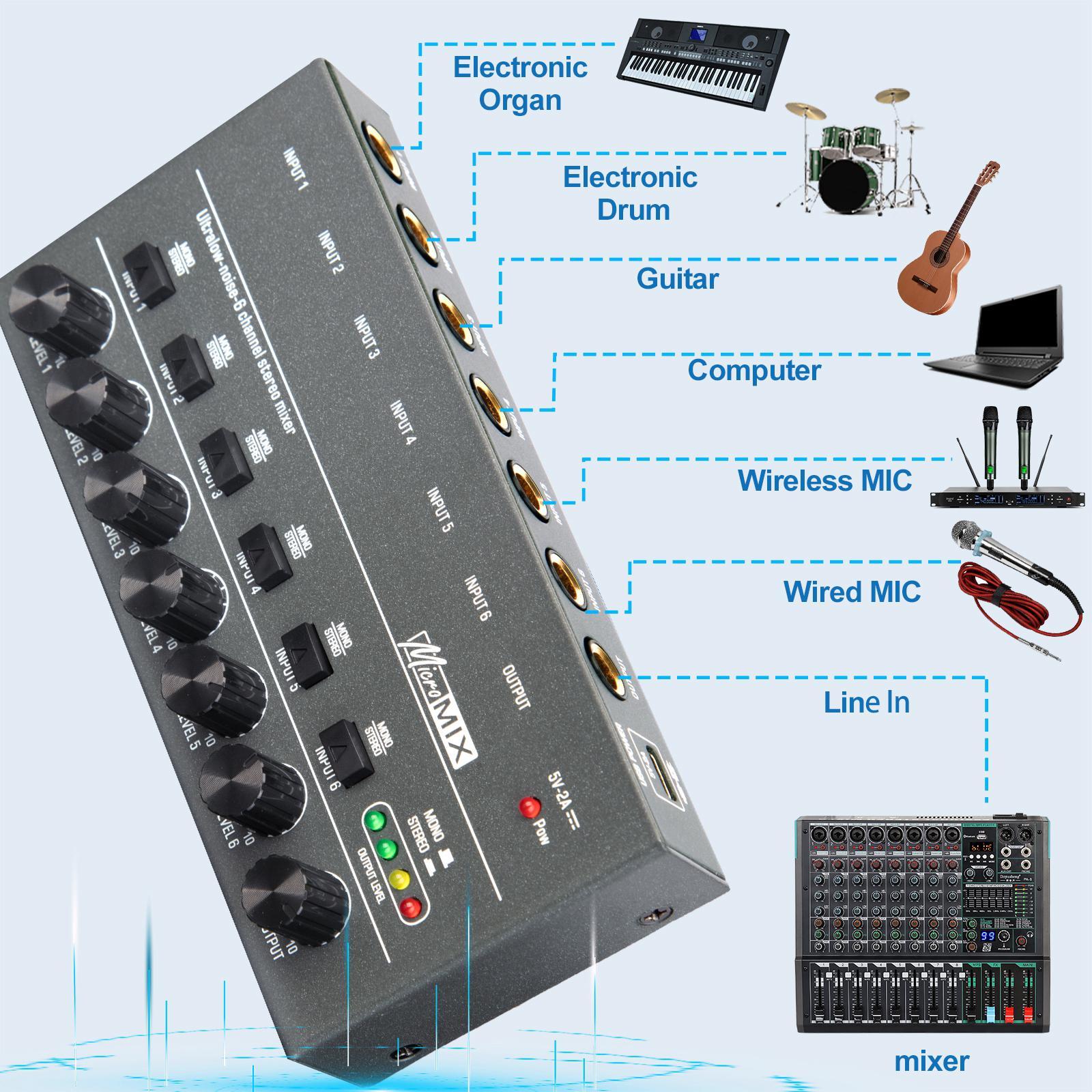 Mini Audio Mixer Audio Mixer for Club Guitars Bass Keyboards Mixer Recording