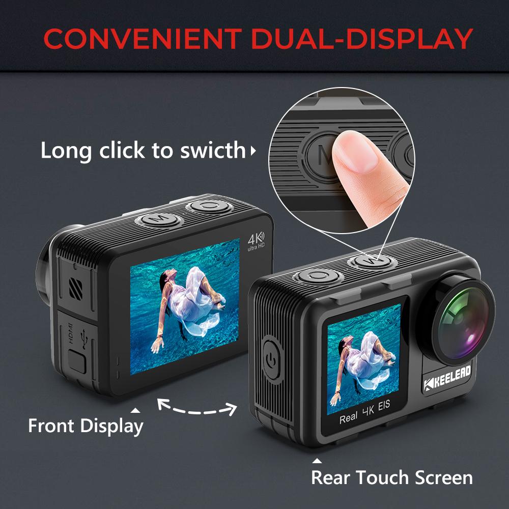 Keelead K80 4K 60FPS 20MP 2.0 Touch LCD EIS Dual Screen WiFi Webcam Waterproof Materpel Video Camera K80 Action Camera