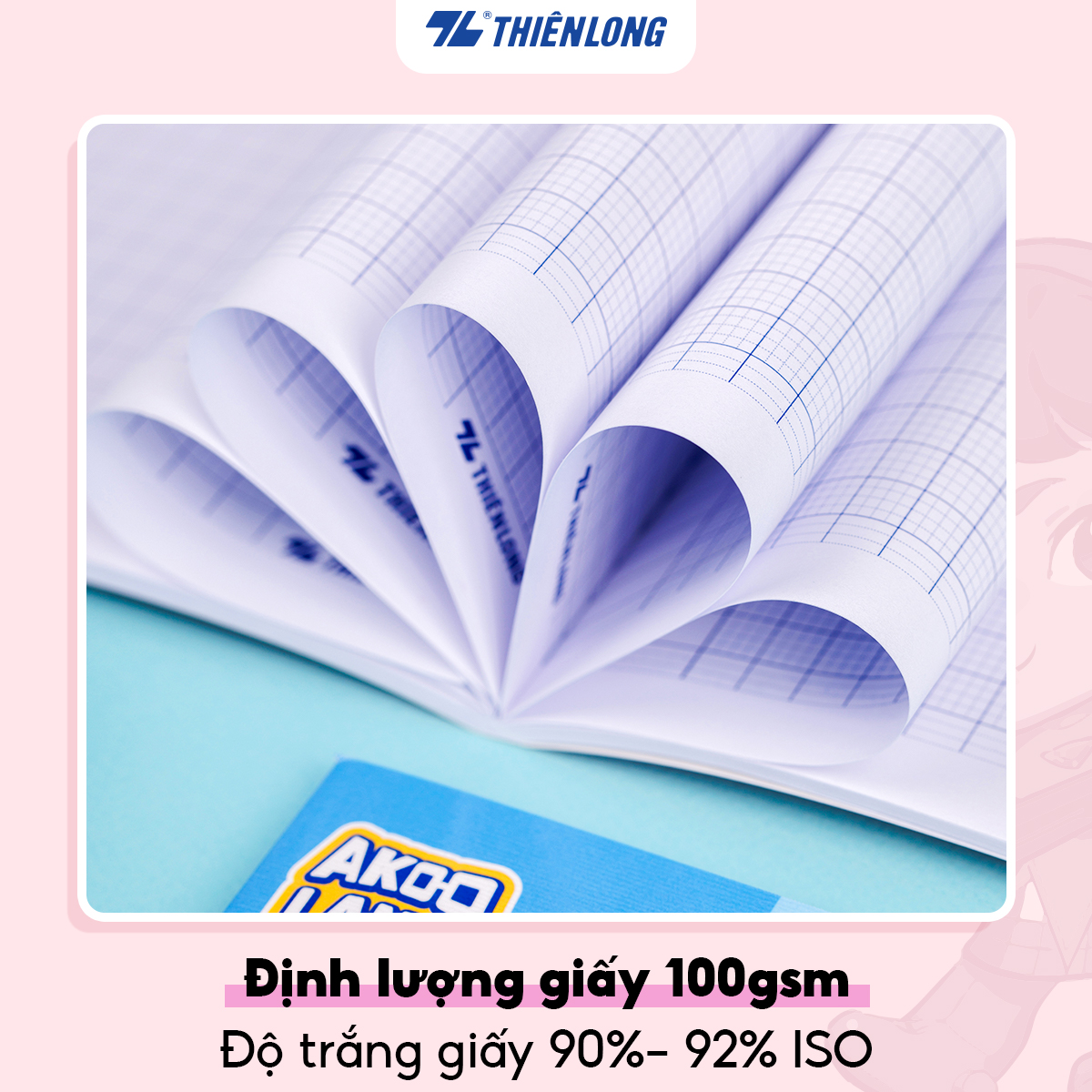 Combo 5/10 Tập học sinh Thiên Long 96 trang 4 ô ly vuông 2mm 100gsm TP-NB061/AK - Vở học sinh Akooland dày, thiết kế đẹp