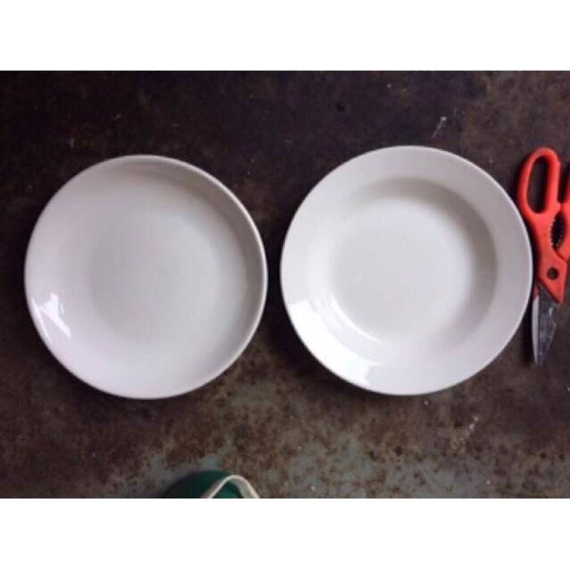 Đĩa sứ 8 inch 20cm trắng tròn vuông các loại sâu cạn và ảo