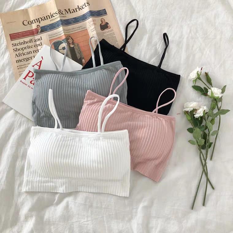 Áo bra 2 dây gân - Áo ngực học sinh dáng croptop