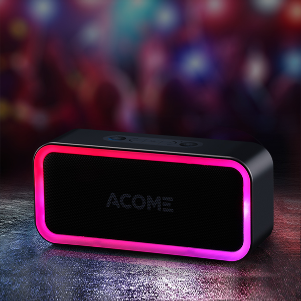 ACOME A6 Loa Bluetooth 5.0 công suất 5W với LED RGB Hỗ trợ TWS ghép đôi 2 loa Âm thanh vòm 360 độ kết hợp bass trầm thời gian nghe nhạc 6H - HÀNG CHÍNH HÃNG