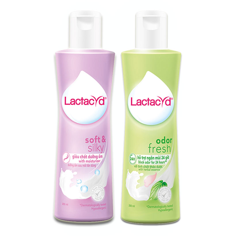 Bộ Dung Dịch Vệ Sinh Phụ Nữ Lactacyd Soft & Silky Dưỡng Ẩm 250ml + Odor Fresh Ngăn Mùi 24H 250ml