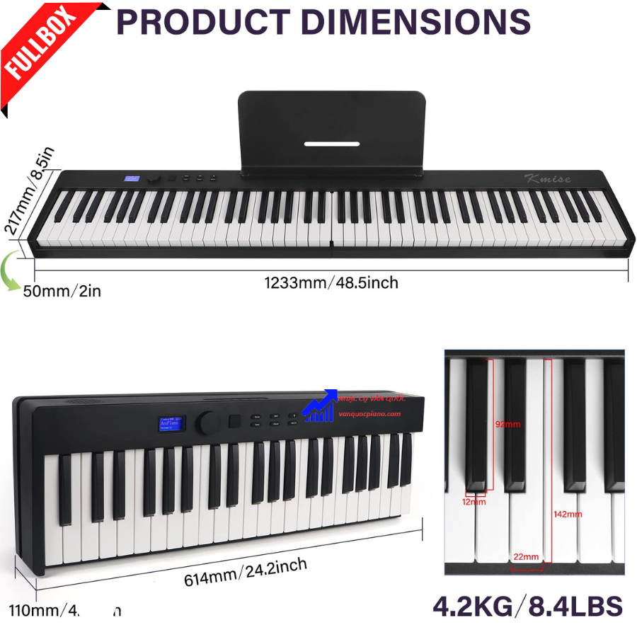 Đàn Piano Điện Bora BX 20 - Gấp Gọn Phím Sáng - 88 Phím Nặng Cảm Lực - Kết Nối Bluetooth + Chân Đàn