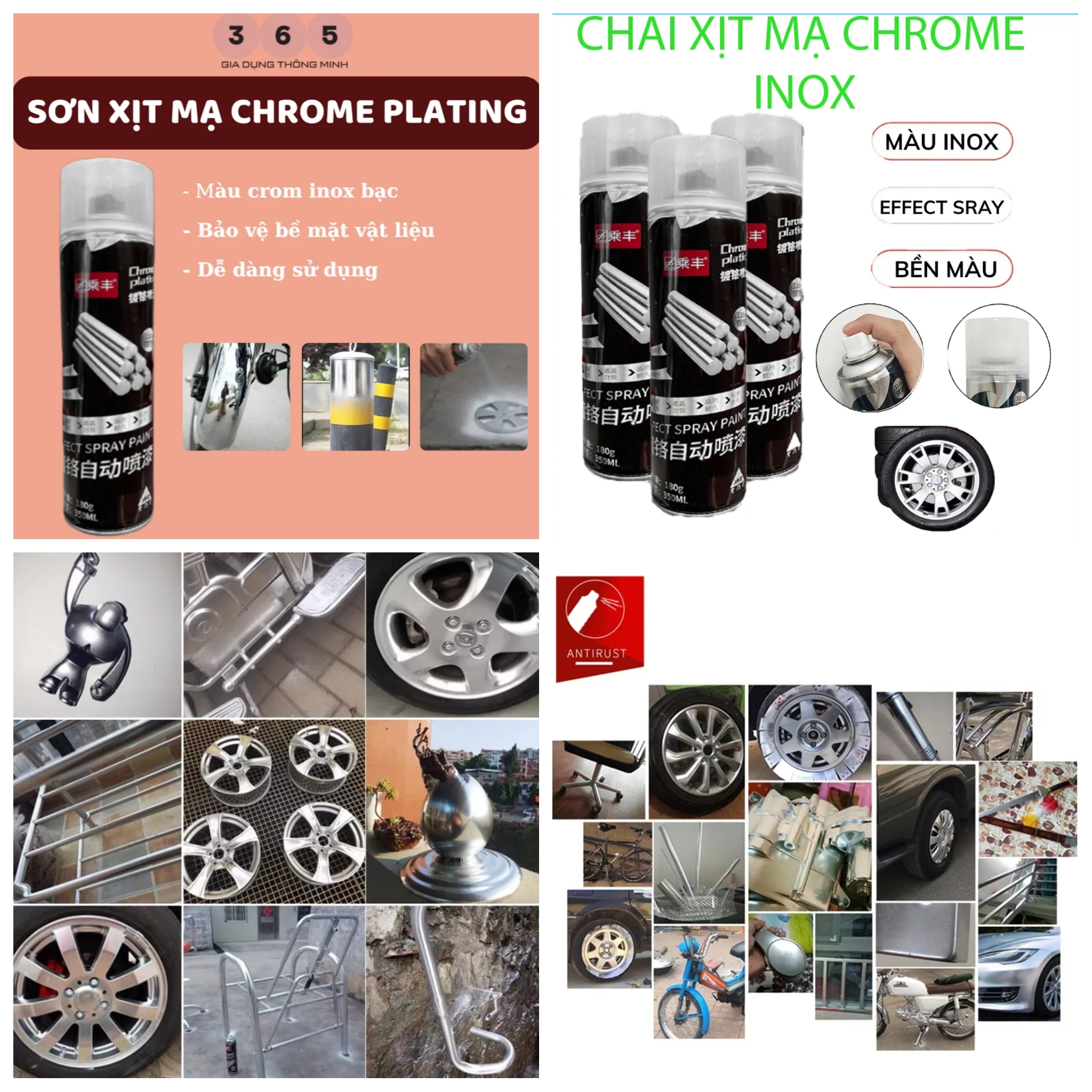 ĐẲNG CẤP VỚI 1 CHAI SƠN XỊT MẠ MÀU INOX CỰC ĐẸP HÀNG CHUẨN