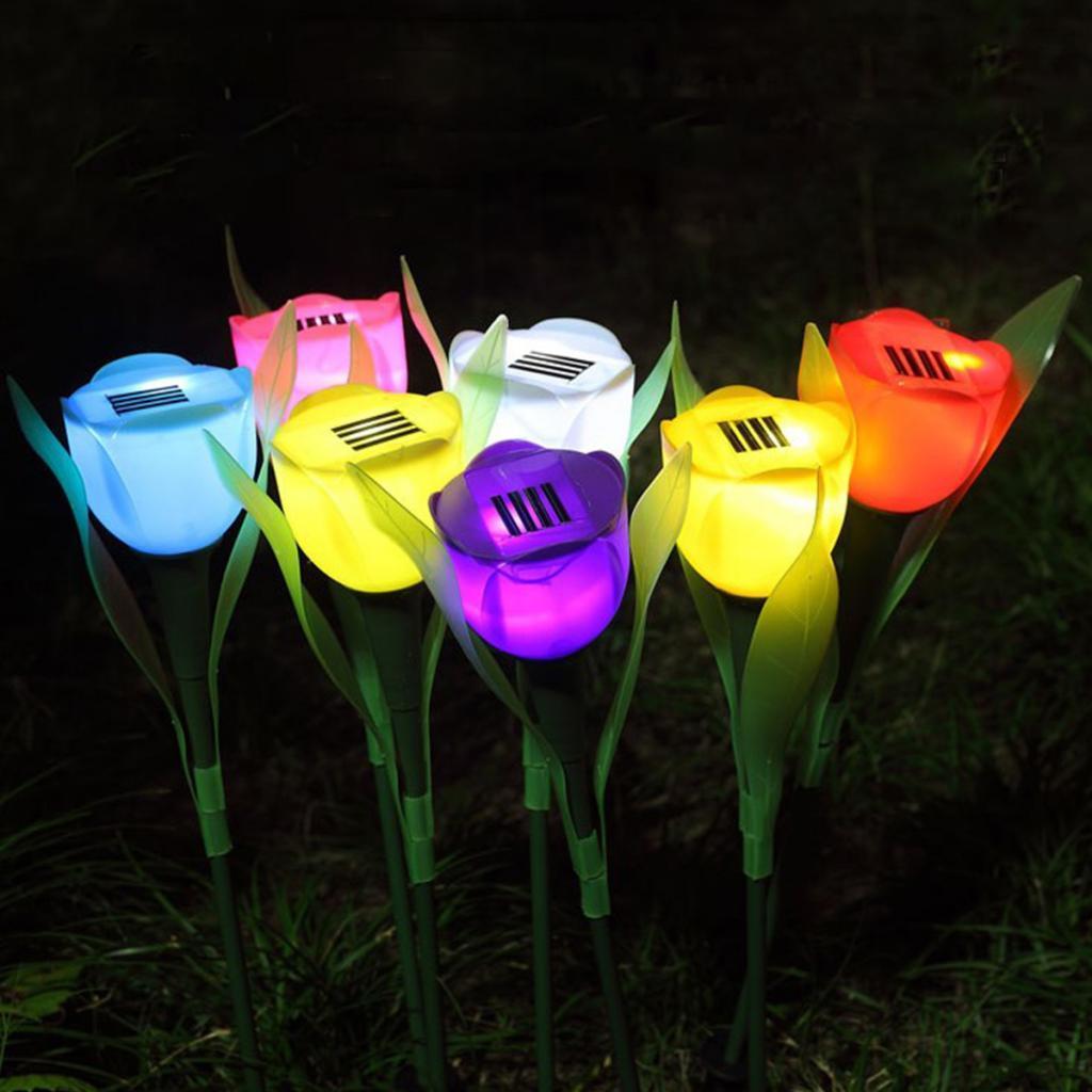 4 Pieces Solar Powered LED  Lantern Flower Lights Outdoor Garden