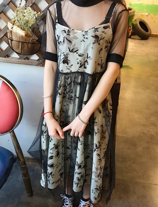 Đầm midi lưới hoa nữ tính Mã: DA4918