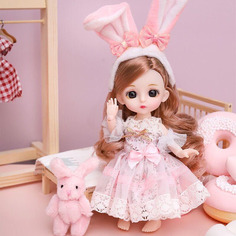 Bộ Đồ Chơi Búp Bê Barbie 3D 17cm 6 Điểm  Có Thể Thay Đổi Mắt Siêu Dễ Thương Quà sinh nhật cho trẻ em