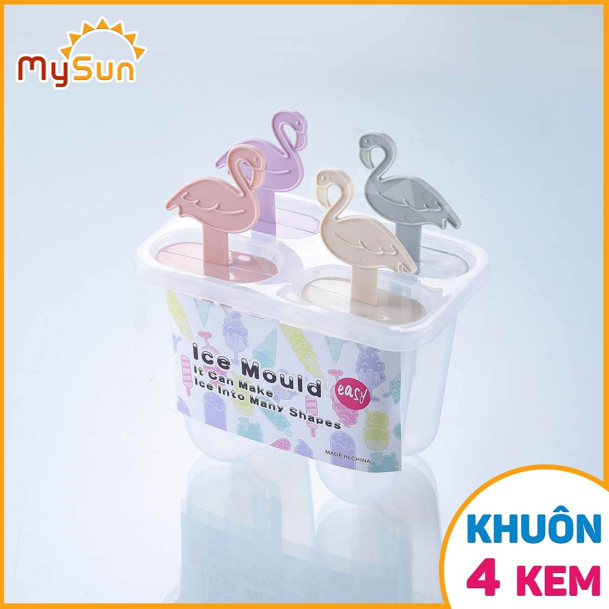 Khuôn khay dung cụ LÀM KEM que tại nhà tiện lợi có bộ hộp khya bằng nhựa PP an toàn MySun
