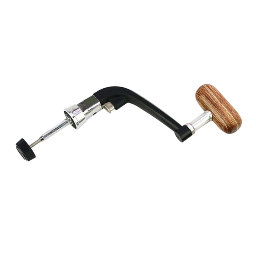 Metal Spinning Fishing Reel Handle Rocker Arm Wooden Crank Handle Black L