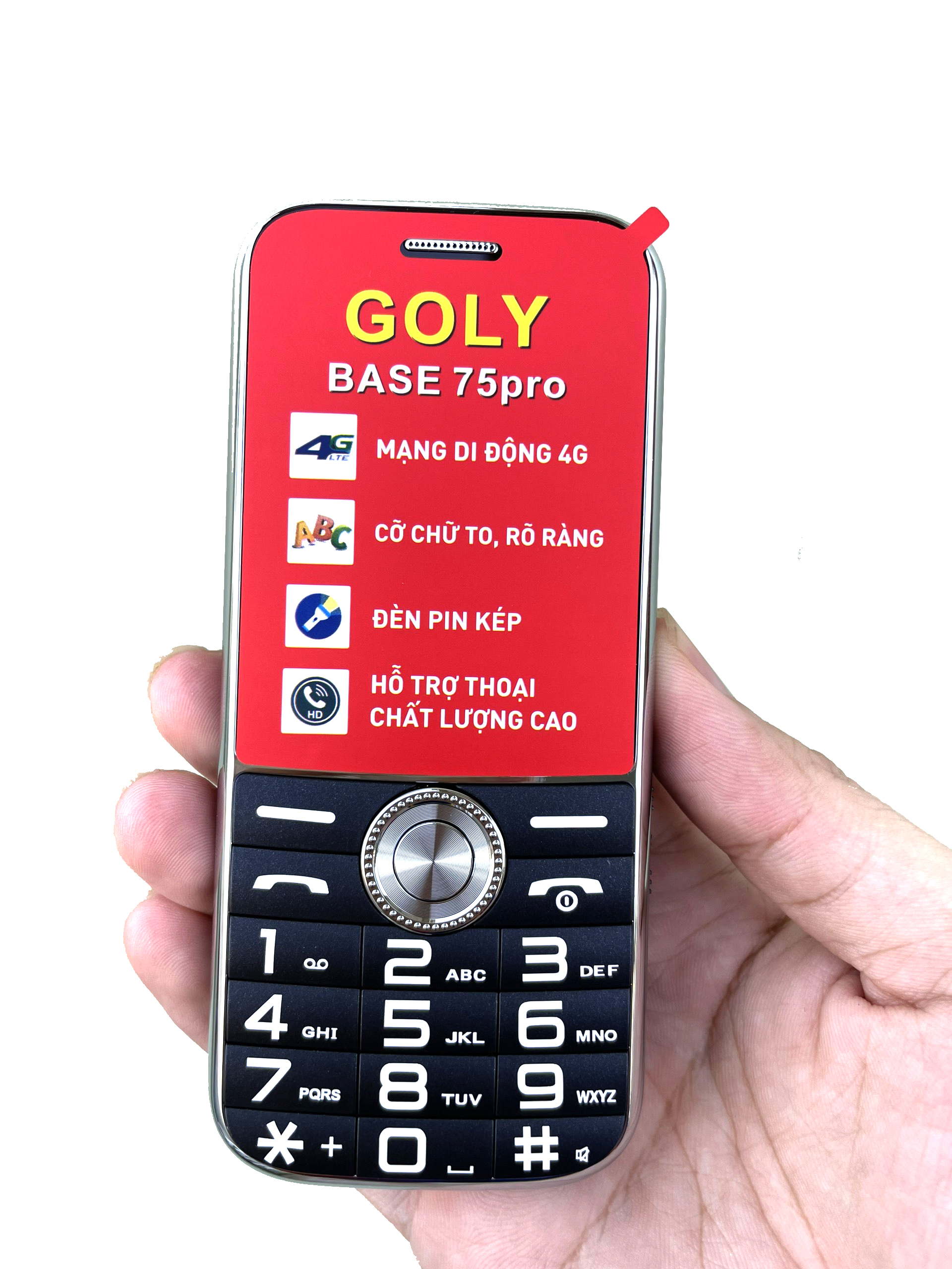 Điện thoại Goly Base 75 Pro 4G LTE ,Pin khủng ,Màn hình lớn ,mạng 4G- Hàng chính hãng
