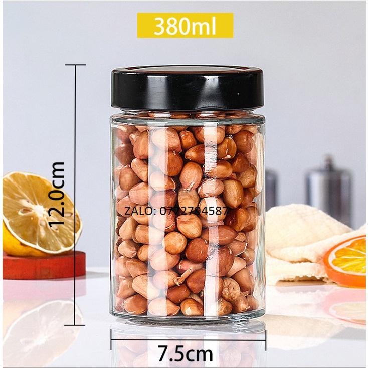 Hũ Thủy Tinh Trụ Tròn Nắp Thiết Bản Dày | 100ML 220ML 280ML 380ML 500ML